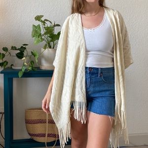 Anthropologie fringed kimono fuzzy cardigan scarf